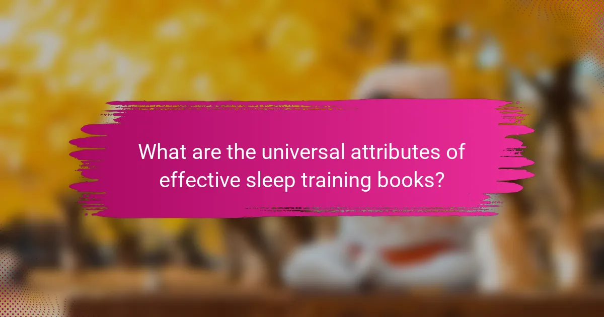 What are the universal attributes of effective sleep training books?