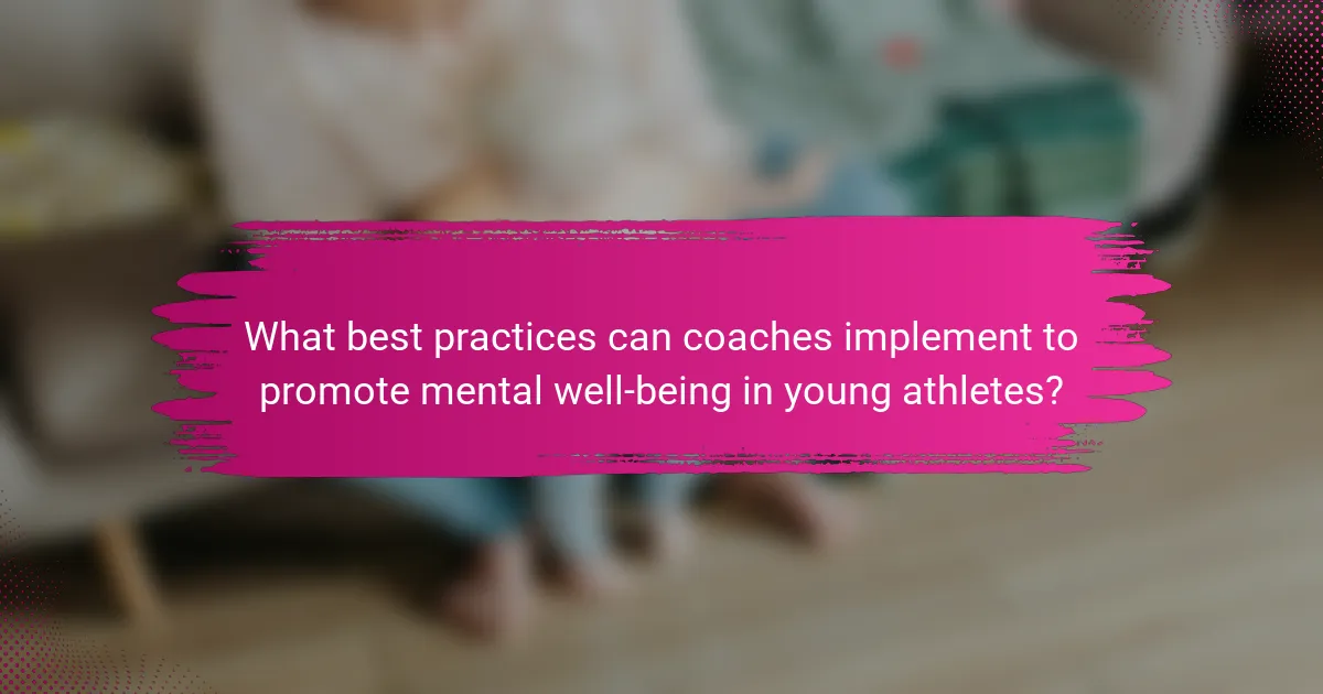 What best practices can coaches implement to promote mental well-being in young athletes?