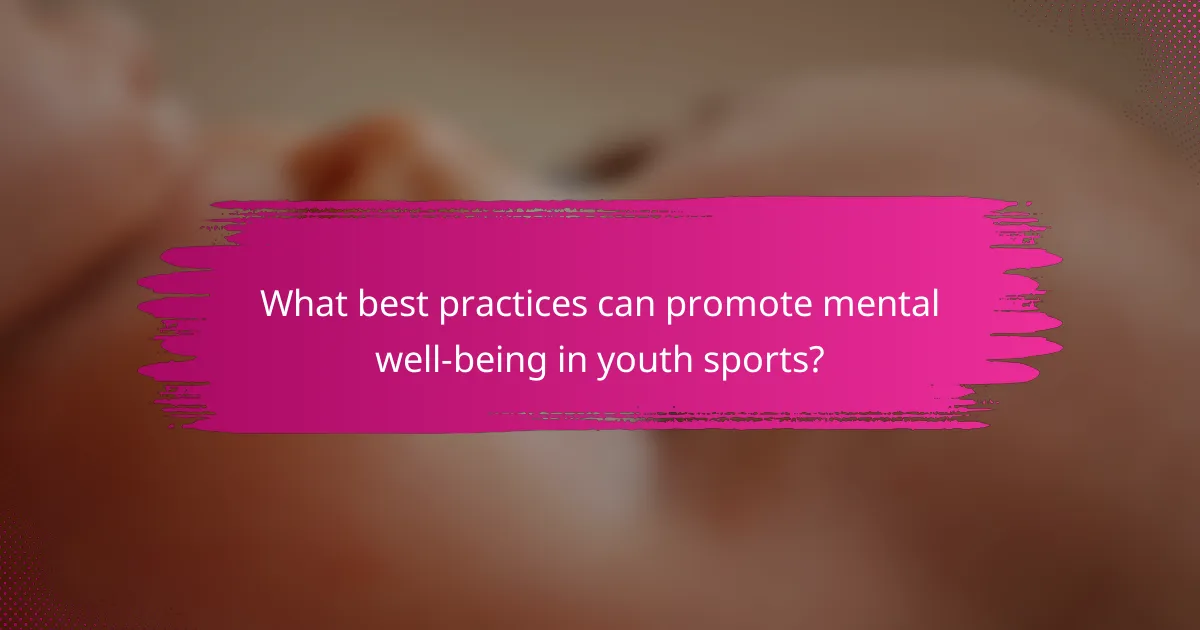 What best practices can promote mental well-being in youth sports?
