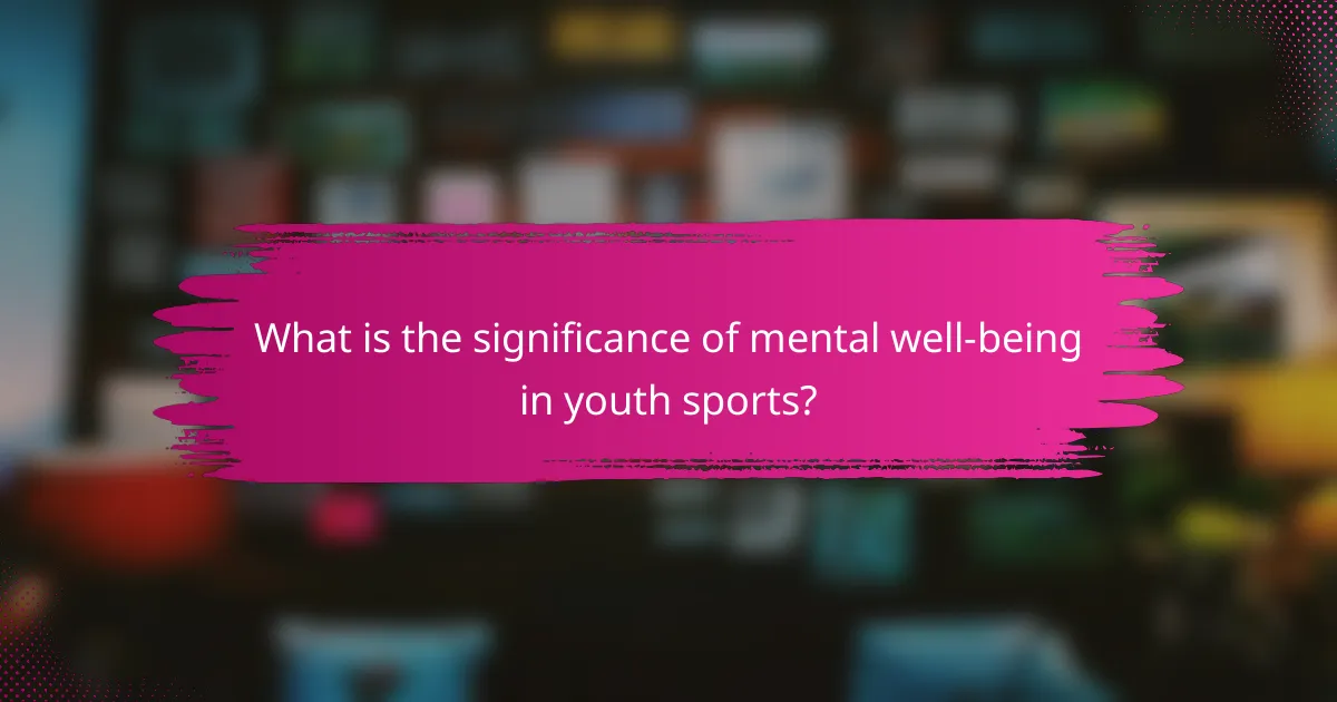 What is the significance of mental well-being in youth sports?