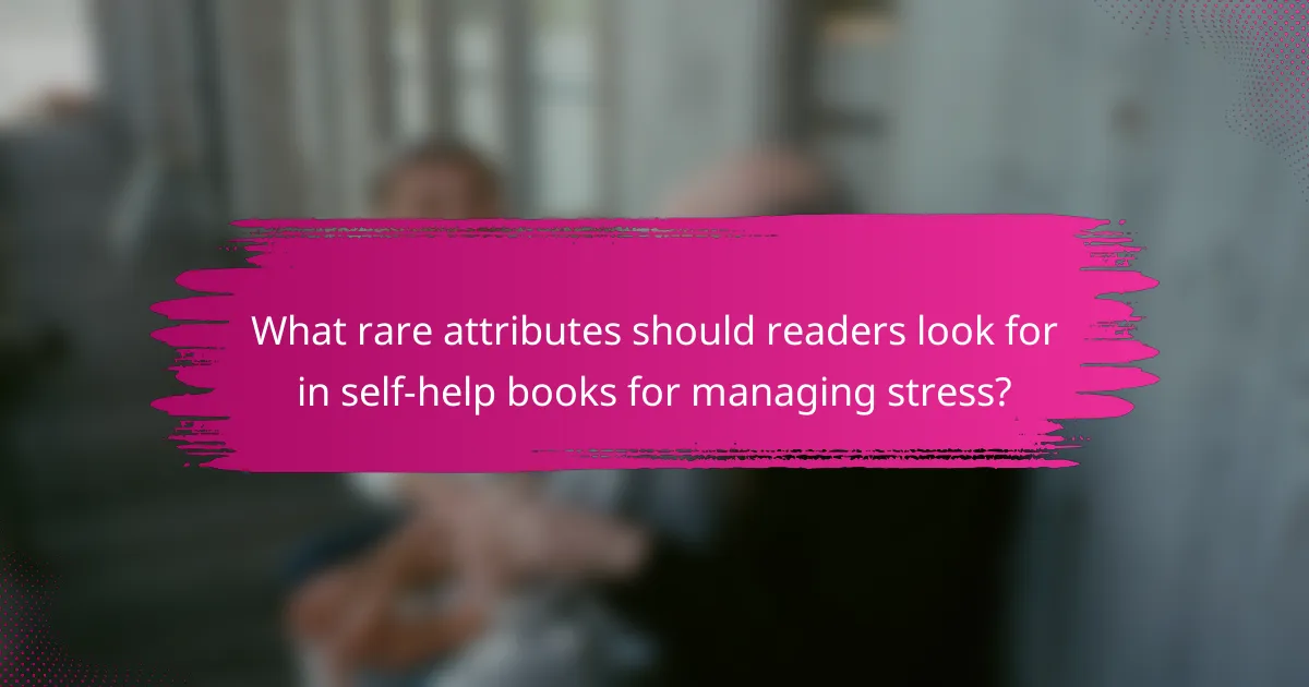 What rare attributes should readers look for in self-help books for managing stress?