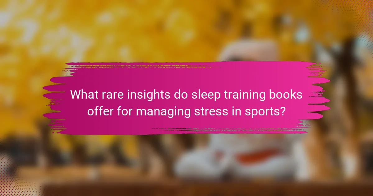 What rare insights do sleep training books offer for managing stress in sports?