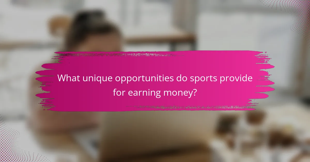 What unique opportunities do sports provide for earning money?